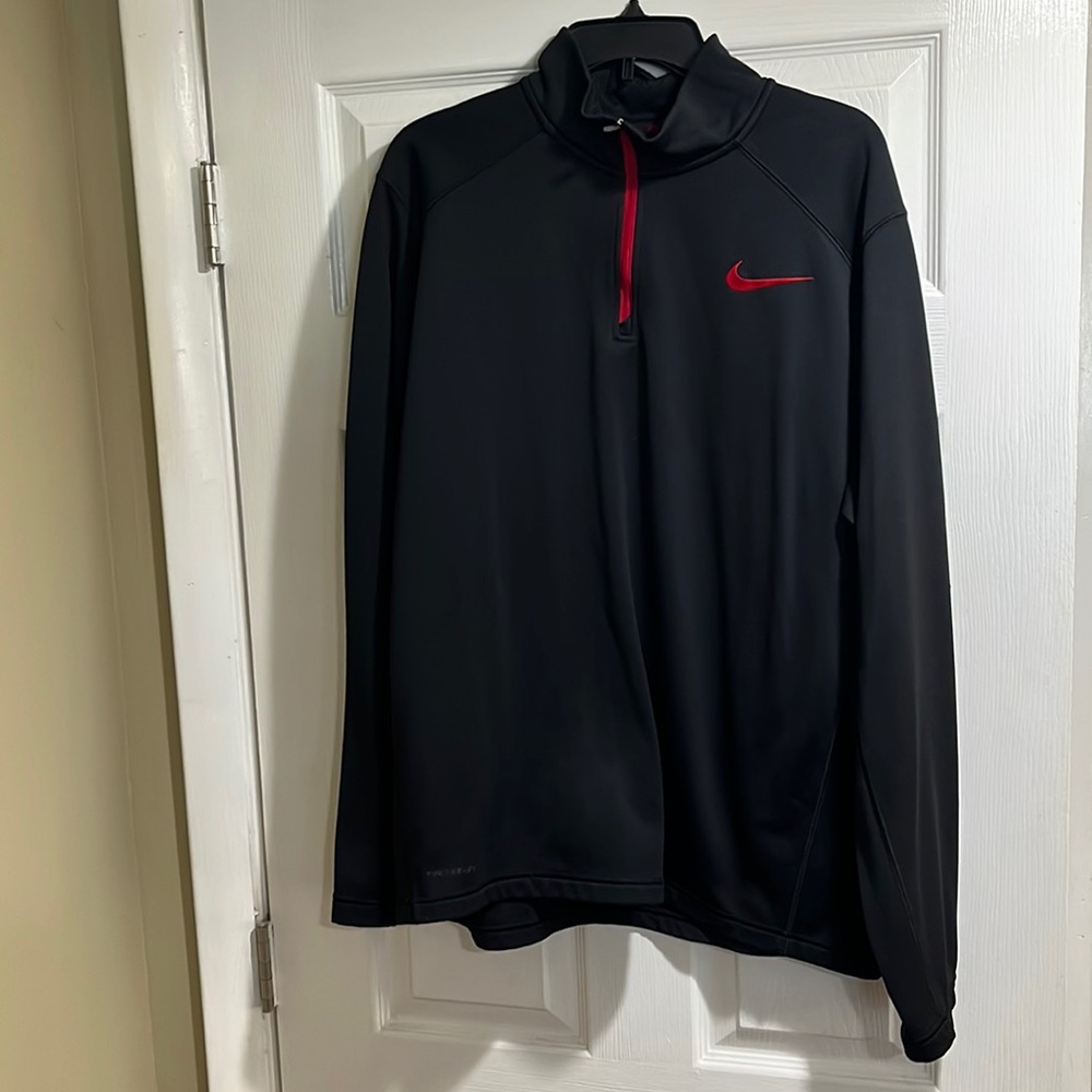 Nike Therma-Fit 1/4 Zip Mens Sz XL Black & Red EUC